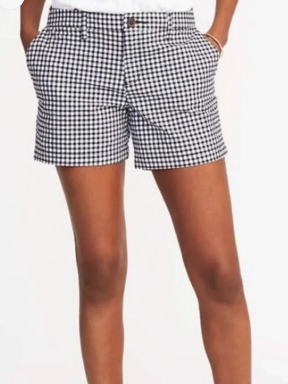 Old Navy Everyday Mid Rise Blue Gingham Check Shorts
